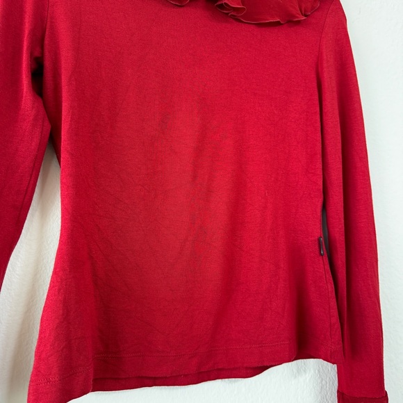 Red Quarter Sleeve with Chiffon Ruffles - Picture 2 of 6
